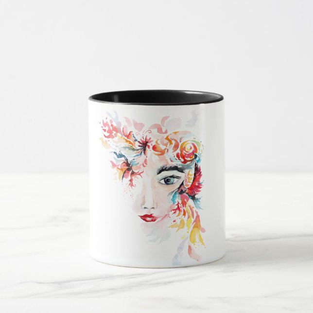 Caneca Vibrant Floral Watercolor Art Mug (Centro)