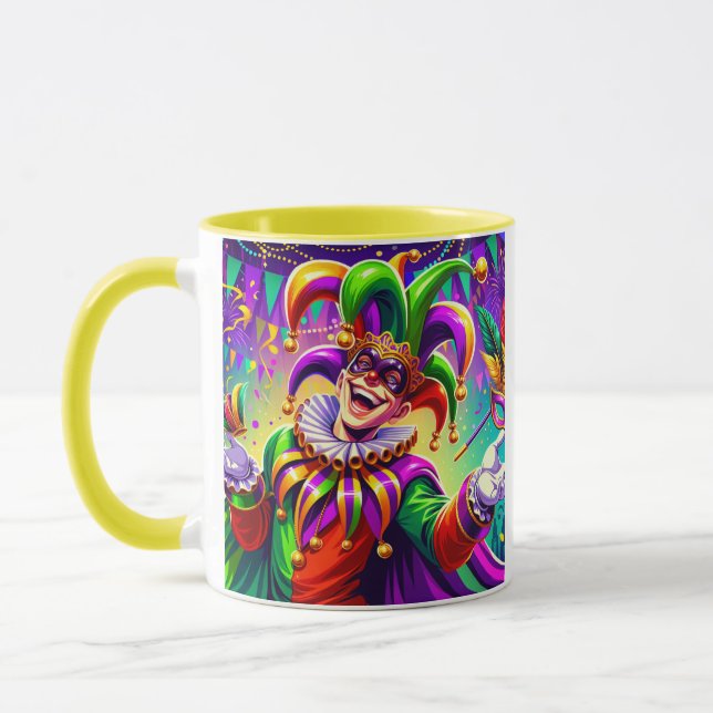Caneca Vibrant Mardi Gras Jester Mug - Carnaval colorido (Esquerda)
