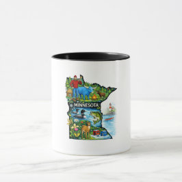 Caneca Vibrant Minnesota State Map-Paul Bunyan/Northwoods