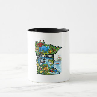 Caneca Vibrant Minnesota State Map-Paul Bunyan/Northwoods