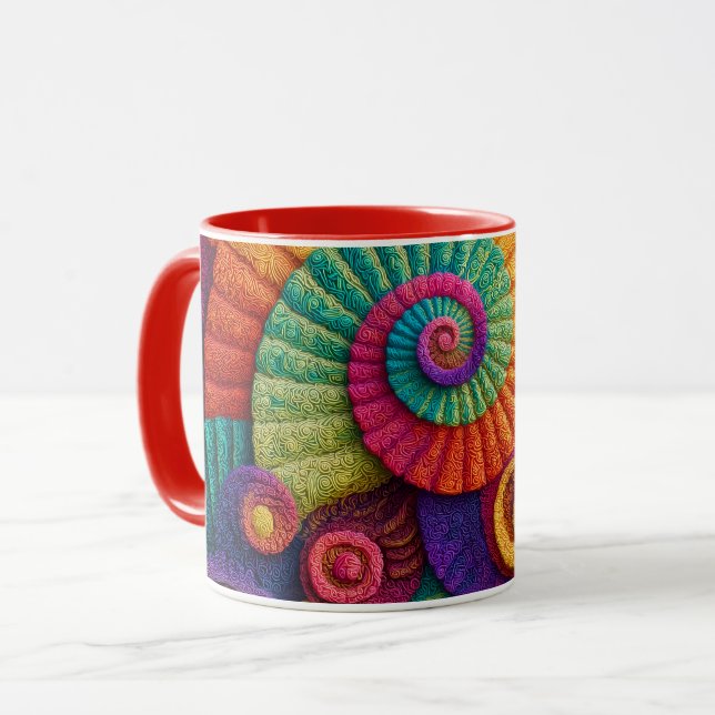 Caneca Vibrant Spiral Abstract Patterns (Frente Esquerda)