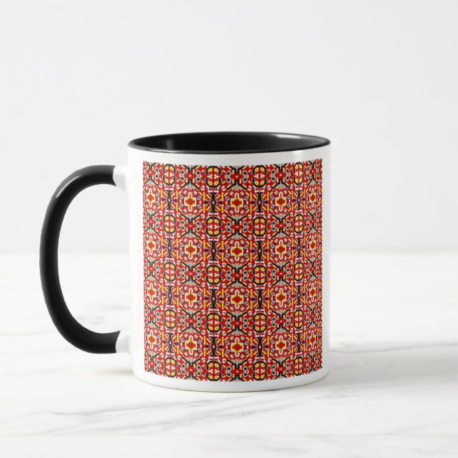 Caneca Vibrant Tribal Fusion Geometric Symmetry Pattern (Esquerda)
