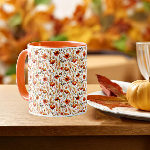 Caneca Vibrante impressão botânica boho de outono