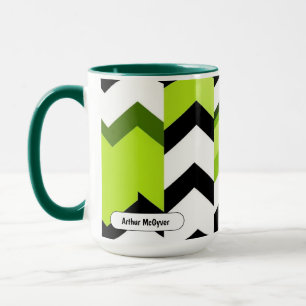 Caneca Vibrante Textura Moderna em Chevron de Wasabi