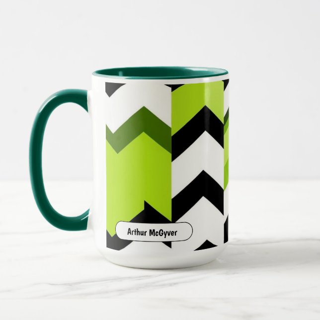 Caneca Vibrante Textura Moderna em Chevron de Wasabi (Esquerda)