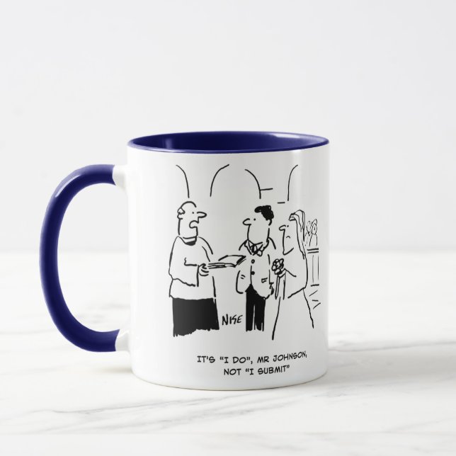 Caneca Vicar no casamento diz Bridegroom para dizer "eu f (Esquerda)