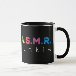 Caneca Viciado em ASMR de cores de arco-íris Edição Preta
