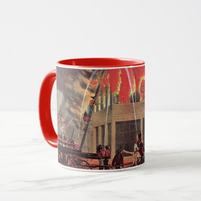 Caneca Vida de bombeiro, fogos de artifício de negócios v (Frente Esquerda)
