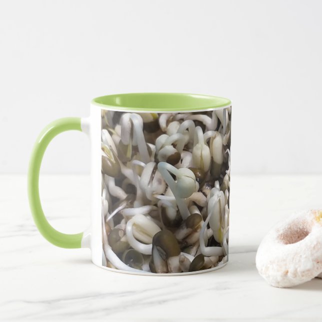 Caneca Vida de Broto Orgânico Feijão Mungo Fotografia Mac (Com Donut)