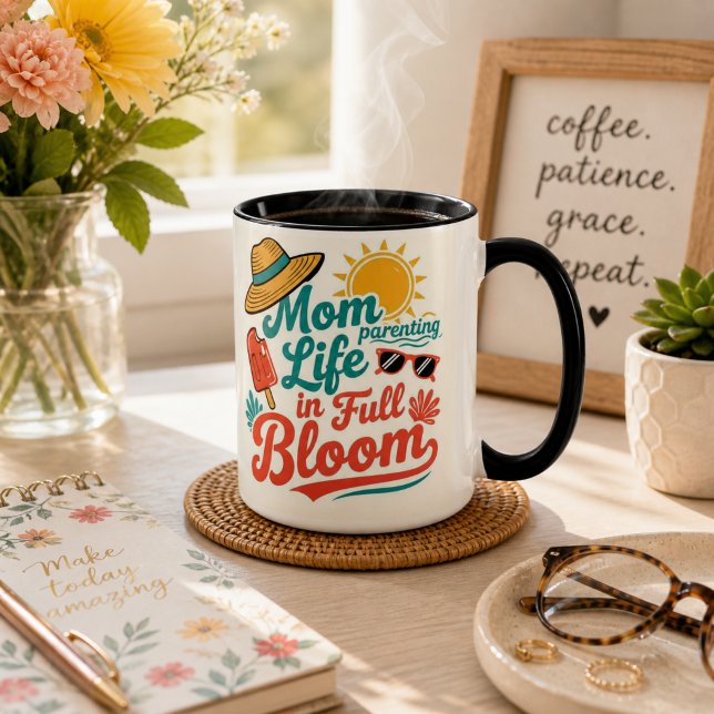 Caneca Vida de Mãe em plena flor Cute Mama presente (Criador carregado)