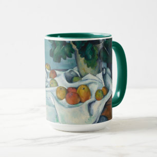 Caneca Vida de Paul Cezanne   ainda com maçãs e um pote