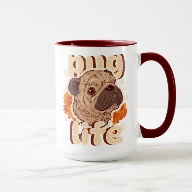 Caneca Vida de pug para amantes de pug  (Direita)