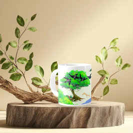 Caneca Vida na Floresta primavera com Aves e Esquilo - Na