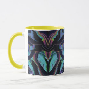 Caneca Vidro Manchado Neon Abstrato Derramamento Acrílico
