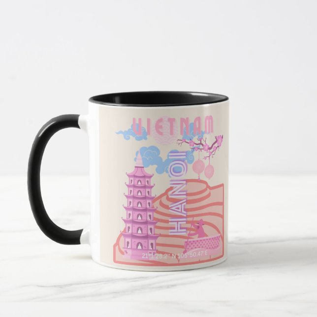Caneca Vietnã, Viagem Art, rosa (Esquerda)