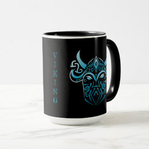 Caneca Viking, símbolo azul, gráfico digital