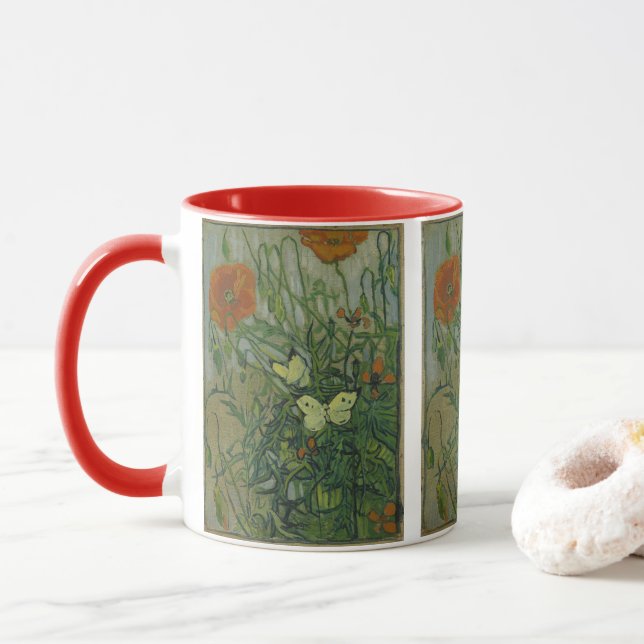 Caneca Vincent van Gogh - Borboletas e papagaios (Com Donut)