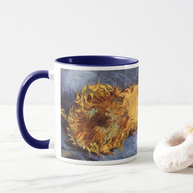 Caneca Vincent van Gogh - Natureza Morta: Dois Girassóis  (Com Donut)