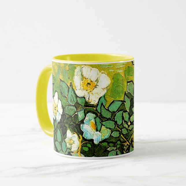 Caneca Vincent van Gogh - Rosas selvagens, (Frente Esquerda)