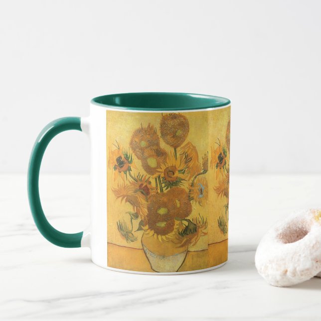 Caneca Vincent van Gogh - Vase com Quinze Girassóis (Com Donut)