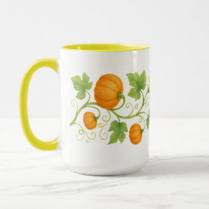 Caneca Vinha De Abóbora Com Flores Amigáveis