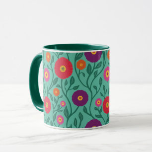 Caneca Vinha Flor de Meados do Século   Grinalda de Jardi