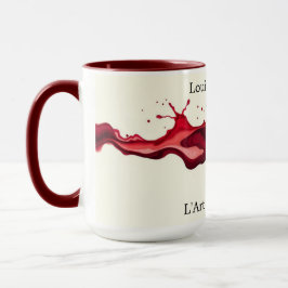 Caneca Vinho Tinto Fluido Derramado Arte Abstrata Cerâmic