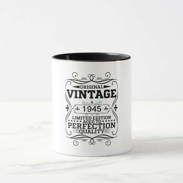 Caneca Vintage 1945 80º Aniversário Envelhecido à Perfeiç (Centro)