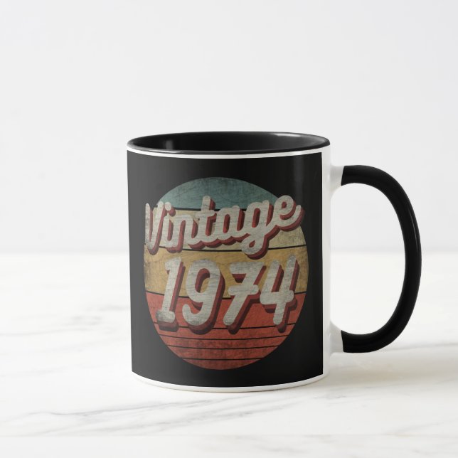 CANECA VINTAGE 1974 HOMENS MULHERES PRESENTE DE ANIVERSÁR (Direita)