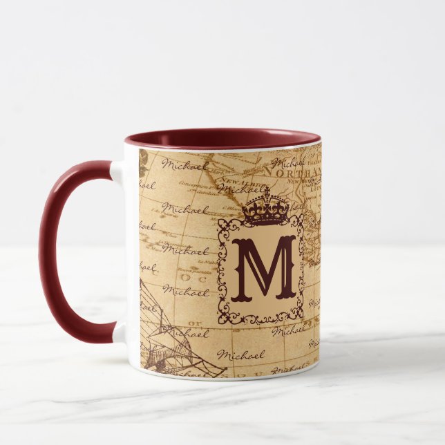 Caneca Vintage, antigo mapa real do rei, russa (Esquerda)