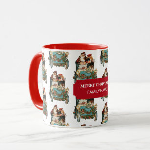 Caneca Vintage Antique Natal Pai Natal Nome da Família Pa