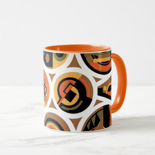 Caneca Vintage Art Deco Pochoir Círculos Geométricos de J