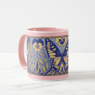 Caneca Vintage Art Nouveau Borboletas e Pansias