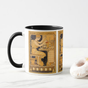 Caneca Vintage Art Nouveau, Love Conquista Todos Os Cient