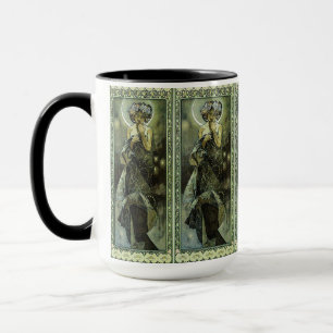 Caneca Vintage Art Nouveau Moon por Alphonse Mucha