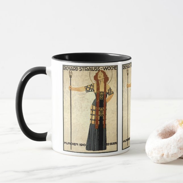 Caneca Vintage Art Nouveau Richard Strauss-Woche, Munique (Com Donut)