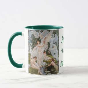 Caneca Vintage Art Nouveau Swan Girls Name Personalizado