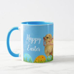 Caneca Vintage Azul Combo de Páscoa Frango Bebê Fe
