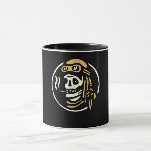 Caneca Vintage Biker Ghost Pilot Halloween Engraçado Gift