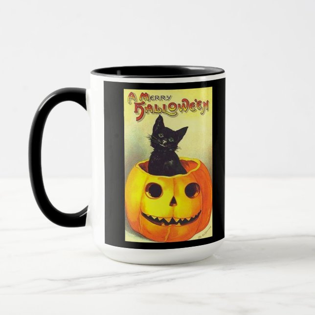 Caneca Vintage Black Cat e Pumpkin Mug (Esquerda)