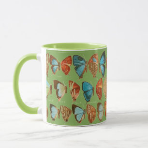 Caneca Vintage Blue e Red Butflies Café