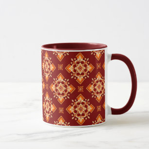 Caneca Vintage Boho Geométrico Padrão Floral