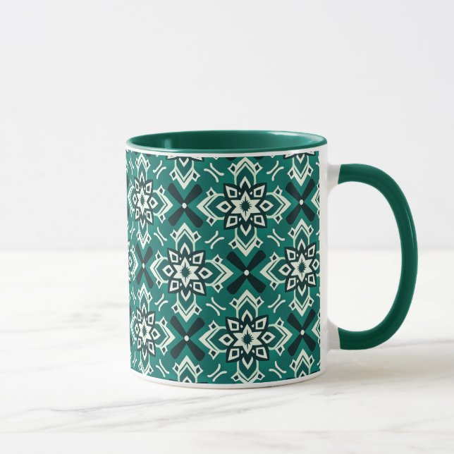 Caneca Vintage Boho Geométrico Padrão Floral (Direita)