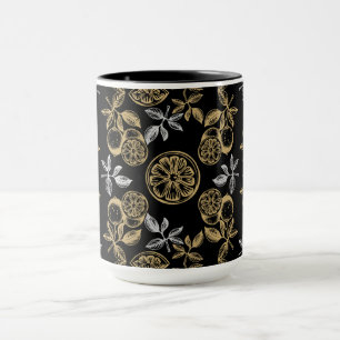 Caneca Vintage Botânica Dourada E Impressão de Prata