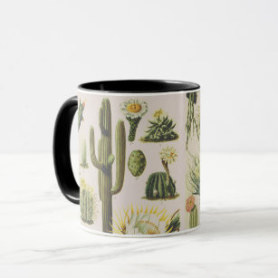 Caneca Vintage Botanical Cactus Illustration Mug