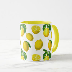 Caneca Vintage Botanical Lemon Impressão