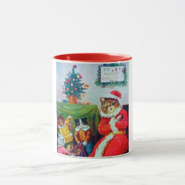 Caneca Vintage Cat Christmas, Louis Wain