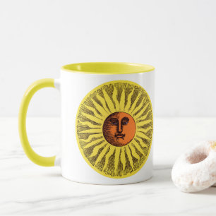 Caneca Vintage Celestial Amarelo Sorriso Feliz Hippie Sun