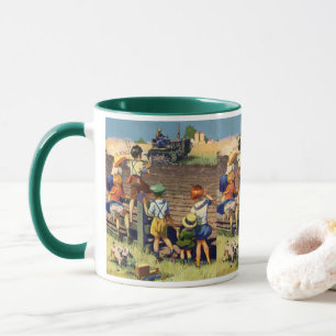 Caneca Vintage Children acenando para o agricultor local