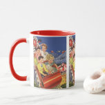 Caneca Vintage Children Balões Cachorro Cachorro Porta co<br><div class="desc">Ilustração Vintage imagem de crianças com meninos e meninas em uma porta copos rolante se divertindo no parque de diversões. As crianças estão sorrindo segurando balões e até o cachorro de estimação da família está gostando da carona!</div>